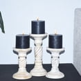 thumbnail image 2 of Handmade Mango Wood Eco-friendly Traditional Antique White Set Of Three 6",9" & 6" Pillar Candle Holder, 2 of 7