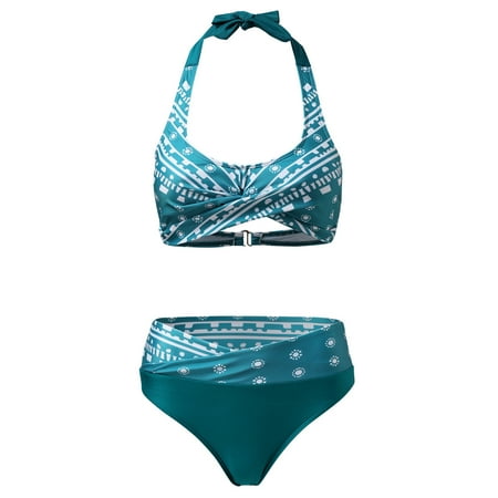 

dmqupv Women 3 Piece Swimsuit Set Women Sport Bra Flower Printed Beachwear Swim Bikini Set Push plus Size Bathing Suits Women Green Medium