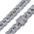 thumbnail image 4 of Qarigey plateada Diamantes de imitación brillantes Hip Hop Cadena de eslabones cubanos Hombres Mujeres Bling Bangle Crystal Accesorio Ropa, zapatos y accesorios Miscelánea Plata, 4 of 5