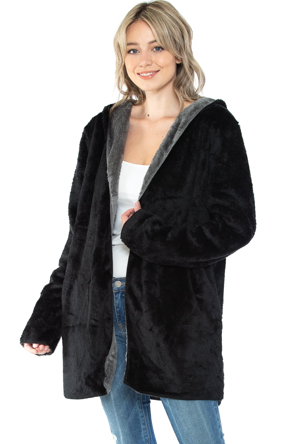 Safus Wearable Blanket Hoodie in Thick Fleece Jacket with Pocket - Black - Small/Medium Size - for Women and Men, Warm and Cozy