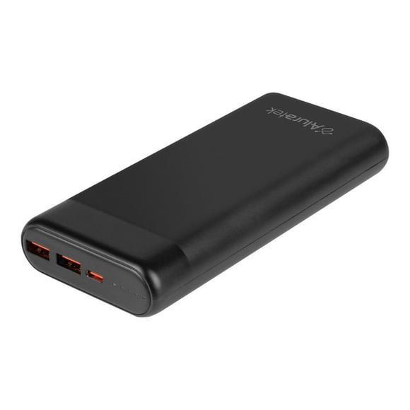 Aluratek APBQ20F - Banque de Puissance - 20000 mAh - 3.25 A - PD, QC 3.0 - 3 Connecteurs de Sortie (2 x USB, 24 Broches USB-C) Banque d'alimentation PD à charge rapide 20 000 mAh 65 W d'Aluratek