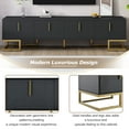 thumbnail image 4 of Modern TV Stand for TVs up to 80", Media Console  Table with Metal Legs and Gold Handles, Modern Entertainment Center with 4 Doors and Adjustable Shelves for Living Room,Bedroom, Black, 4 of 7