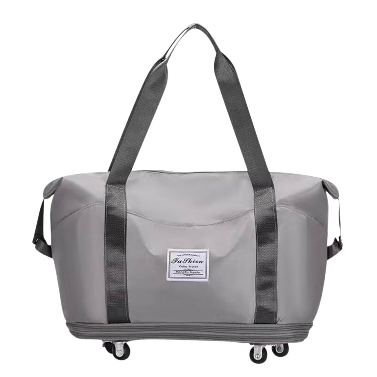 Tuvgenk Expandable Rolling Duffel Bag Foldable Lightweight Wet Dry Separation Travel Tote Bag for Gym Weekend Business Travel