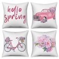 thumbnail image 5 of DaShan Summer Floral Throw Pillow Covers 18x18 Set of 4,Pink Flowers Decorative Pillow Cases for Bedroom Sofa Couch, 5 of 6