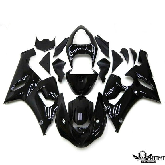 HTTMT- K0605- Gloss Black Injection Fairing Kit For Compatible with KAWASAKI NINJA ZX6R ZX-6R 2005 2006 ZX636C
