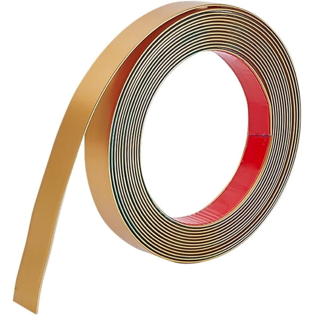 Tira decorativa autoadhesiva de espejo flexible de 20 mm de ancho con borde dorado de 5 m de ancho.