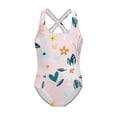 thumbnail image 4 of Uorisanigo Cute Floral Girls Swimsuits Kids One Piece Summer Beach Swimwear Crossback Straps Quick Dry Bathing Suit, Size 5-6, 4 of 7