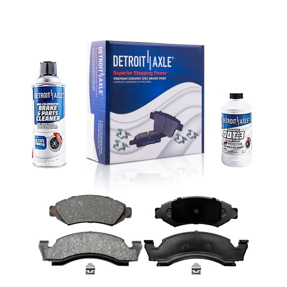 Detroit Axle - Front Ceramic Brake Pads w/ Brake Fluid Replacement for Ford F-150 Bronco E-150 Econoline - 2pc Set