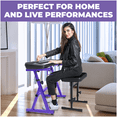 thumbnail image 6 of Liquid Stands Purple Piano Keyboard Music Stand and Adjustable Piano Bench, Chair, Stool Set - Fits 54-88 Key Electric Pianos, 6 of 7
