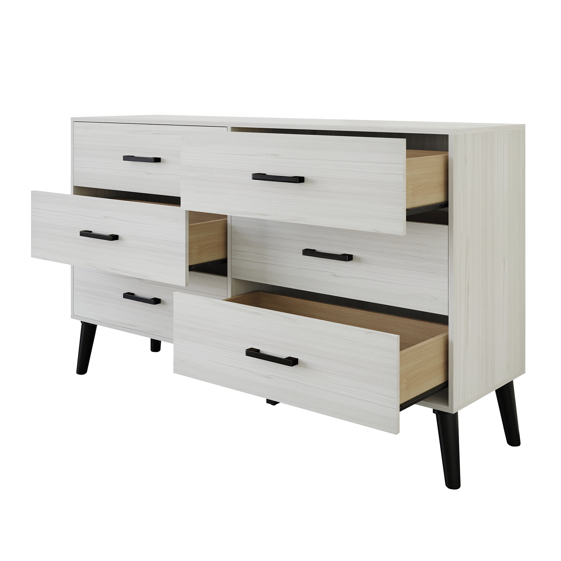 Castle Place Rustic 6 Drawer Wooden Dresser, Light Grey