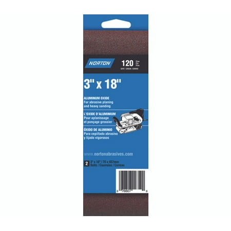 

Norton 02244 3X 3 By 18 Inch Aluminum Oxide Sanding Belts Cloth 120 Grit Fine 2 Pack