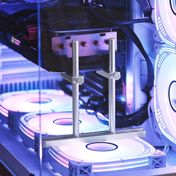 Soporte CNC de soporte de tarjeta gráfica de aleación de aluminio para ventiladores de 8/12 cm (plata de 120 MM)