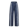 thumbnail image 5 of Fartey Baggy Jeans Pants for Women Trendy Striped Button Wide Leg Denim Pants Oversized Comfy Casual Trouser with Pockets Blue L, 5 of 8