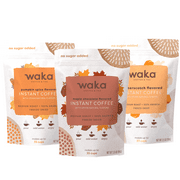 Waka Quality Instant Coffee  Unsweetened 3 Bag Coffee Combo  100% Arabica Beans  Butterscotch, Maple Chocolate, Pumpkin spice Flavored, 3.5 oz Per Bag