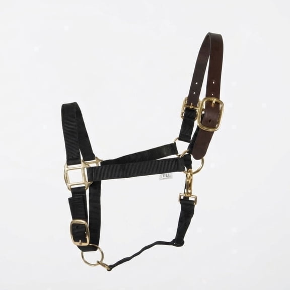 SIE EQUESTRIAN Black Breakaway Horse Halter Nylon with Leather Crown Adjustable