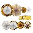 thumbnail image 4 of Abanicos de papel colgantes decorativos, adornos de cortina con borlas doradas para fiestas de cumpleaños, festivales de bodas, 4 of 8