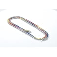 thumbnail image 2 of 925 Sterling Silver & 14k Gold plated Overlay 2.5MM Square Princess Cut Simulated Rainbow Sapphire MultiColor Rainbow Elegant Tennis-Link 18-in Necklace, 2 of 4