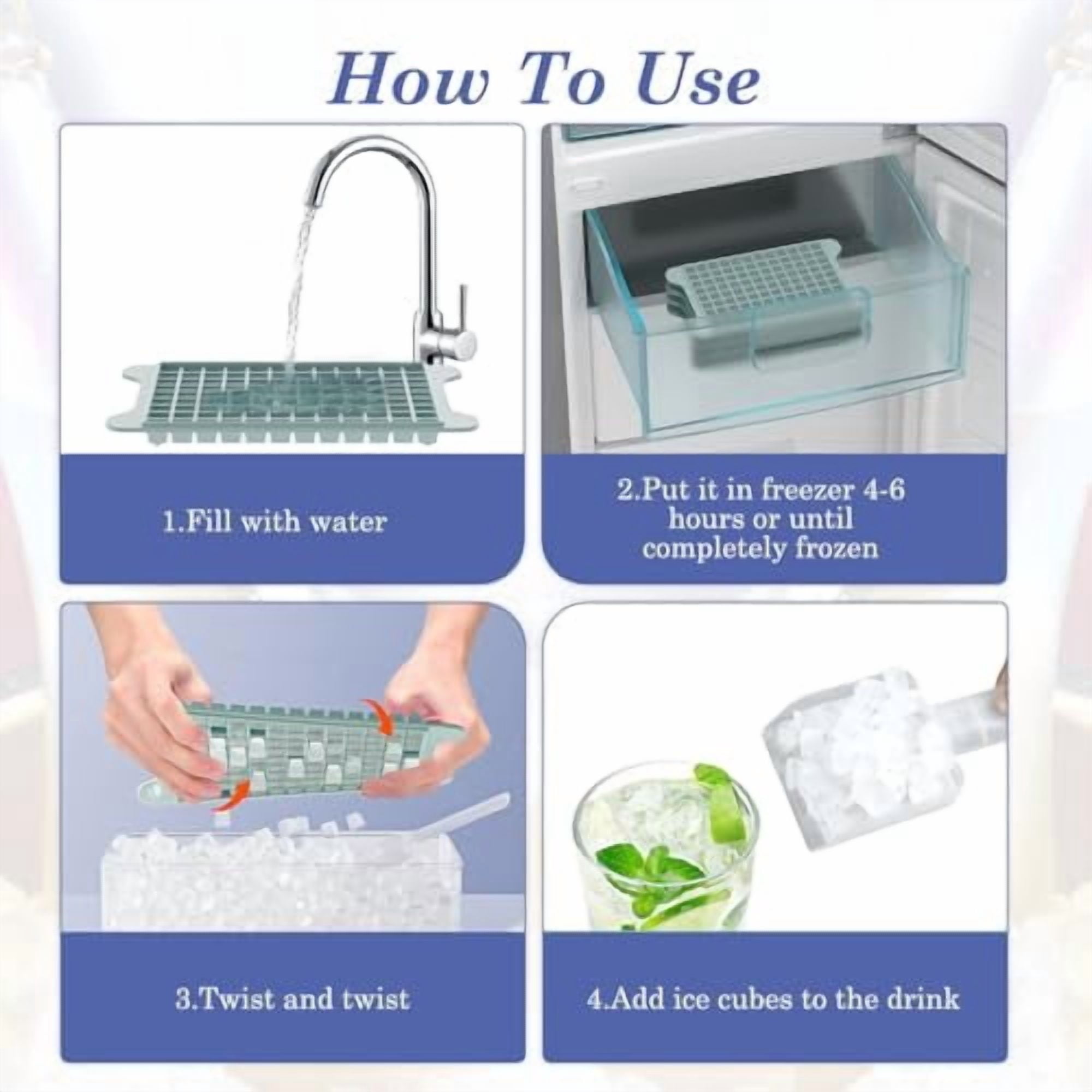 Nugget Ice Cube Tray with Storage Bin - Makes 108 Crushed Ice Cubes, Easy Release Freezer Tray for Perfect Mini Ice, Quick and Simple Iced Maker Tray