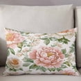 thumbnail image 3 of Pink Botanical Peony Throw Pillow Cover 24 x 36 Inch Decorative Pillow Cover Spring Farmhouse Floral Lumbar Pillowcase Seasonal Rectangle Cushion Case for Couch Sofa Bed Living Room, 3 of 7