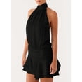 thumbnail image 6 of Women Ruffle Halter Neck Mini Dress Mock Neck Open Back Tiered Dress Y2K Mesh Layered Dresses, 6 of 8