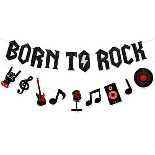 Crenics Born to Rock Backdrop Banner, Extra Large 1950's Rock and Roll  Party Decorations, Rock Star Music Theme Birthday Party Supplies, 5.9 x 3.6  ft