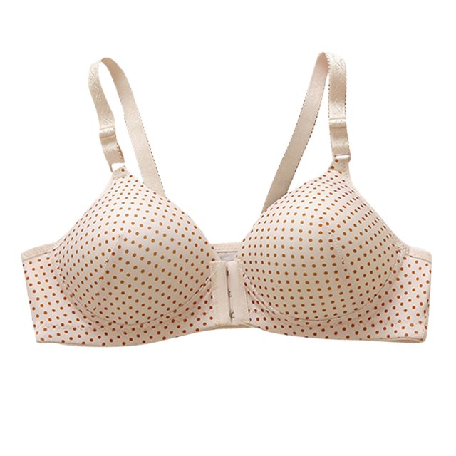 Gibobby Brasieres Comodos Para Mujer Cómodo estilo de hebilla frontal para mujer sin ajuste de anillo de, cuello delgado y sujetador con pliegue lateral grande(Beige,36)