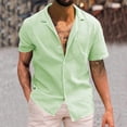thumbnail image 2 of Mens Solid Short Sleeve Button Shirt Green XL, 2 of 9