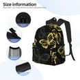 thumbnail image 3 of Yield Golden Glitter Butterflies Print Backpack for Women Men, Lightweight Casual Travel Daypack, Classic Basic College Backpack, Middle School Bag, 3 of 5