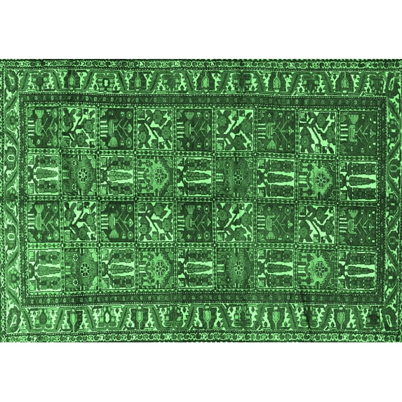 Ahgly Company Indoor Rectangle Persian Emerald Green Traditional Area Rugs, 8' x 12'