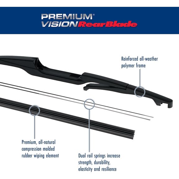 Premium Vision Rear Wiper Blade RU11 | Fits 2010-24 Volkwagen Gti, 2010-21 Golf, 2012-24 Golf R, 2018-24 Ford Expedition, 2020-24 Lincoln Aviator