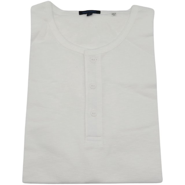 Patrick Assaraf T-Shirt Henley Extensible en Coton Pima Blanc pour Homme à Motif - S