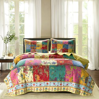 Jessy Home Flower Bedding Twin Floral Quilt Lightweight Bedspread Green ...