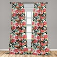 thumbnail image 2 of Rose Pattern Window Curtains, Repeating Garden of Romance Print Leaves and Blooming Flowers, Lightweight Decor 2-Panel Set with Rod Pocket, Pair of - 28"x95", Pastel Pink Hunter Green, by Ambesonne, 2 of 3