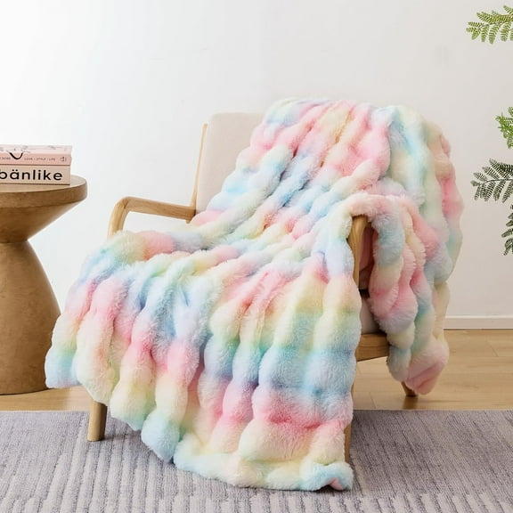 Zaxius Faux Fur Throw Blanket Fluffy Blanket Faux Fur Throw Blanket Super Soft Fluffy Fuzzy Blanket Throw Blanket Bubble Blanket Fluffy 17 * 17
