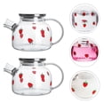 thumbnail image 4 of Théière en Verre Résistante à la Chaleur Motifs Fraise 1000ML, 4 of 9