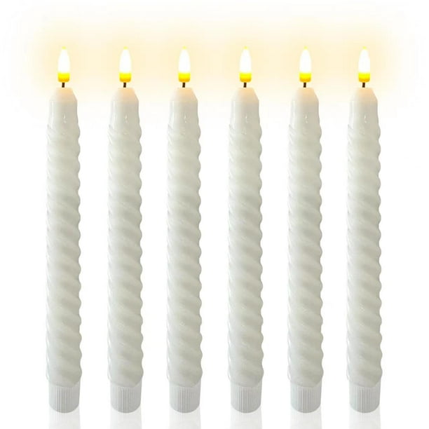 XINAOBAOLUO 9.6 inches Spiral Flameless Taper Candles, Twisted Battery