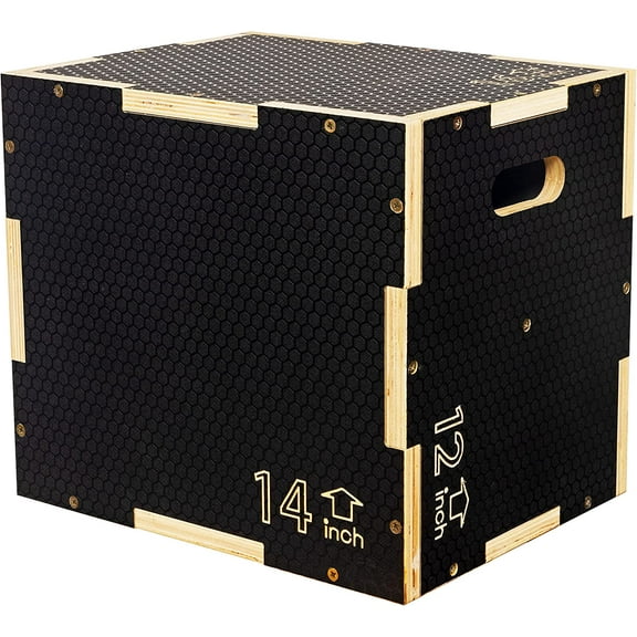 3 in 1 Non-Slip Wooden Plyo Box Plyometric Box Jumping Exercise, Multiple Sizes