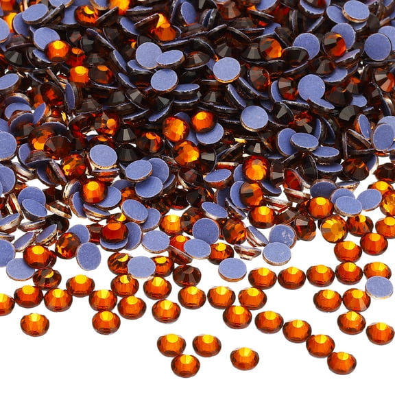 Uxcell 1440 Pcs Hotfix Rhinestone Flatback 4mm Gem Crystal Round Resin Trims Beads Gem for Crafts Clothes DIY Decoration Nail Art, (SS16, Brown)