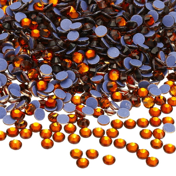 Uxcell 1440 Piezas de Rhinestone Hotfix Flatback de 4 mm, Gemas Redondas de Resina para Manualidades, Ropa, Decoración DIY, Arte de Uñas, (SS16, Marrón)