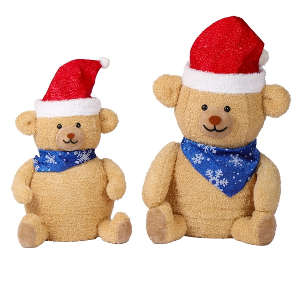 Alvantor 2-Piece Lighted Christmas Bear Decorations with 60 Warm White LED Lights, Pull-Up Indoor and Outdoor Display