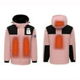 thumbnail image 2 of Feancey Womens Heated Down Jacket Winter Warm 4 Heating Areas Removable Hooded Jacket Thermal Full Zip Electric Heated Windbreaker Softshell Lighten Pink 3XL, 2 of 5