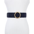 thumbnail image 4 of Women's Woven Stretchy Belts, Straw Rattan Round Buckle Elastic Boho Wide Waistband for Dress 95x5cm/37.4x2.0" Black, 4 of 5