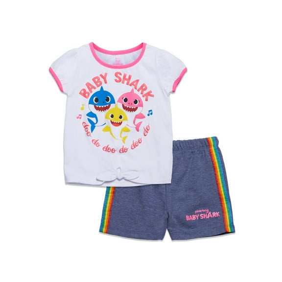 Pinkfong Baby Shark Toddler Girls T-Shirt and Shorts Outfit Set Infant to Toddler