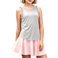 thumbnail image 2 of KHONTS Girls Summer Workout Tank Tops Ruffle Sleeveless Racerback Crewneck Casual Loose Activewear White 160, 2 of 7