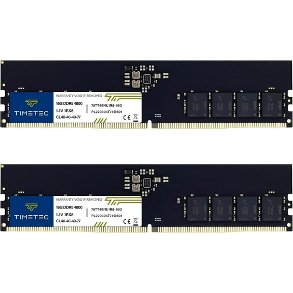 Timetec 32GB Kit (2x16GB) DDR5 4800MHz PC5-38400 Desktop RAM Memory, 288-Pin UDIMM, Unbuffered Non-ECC, 1.1V