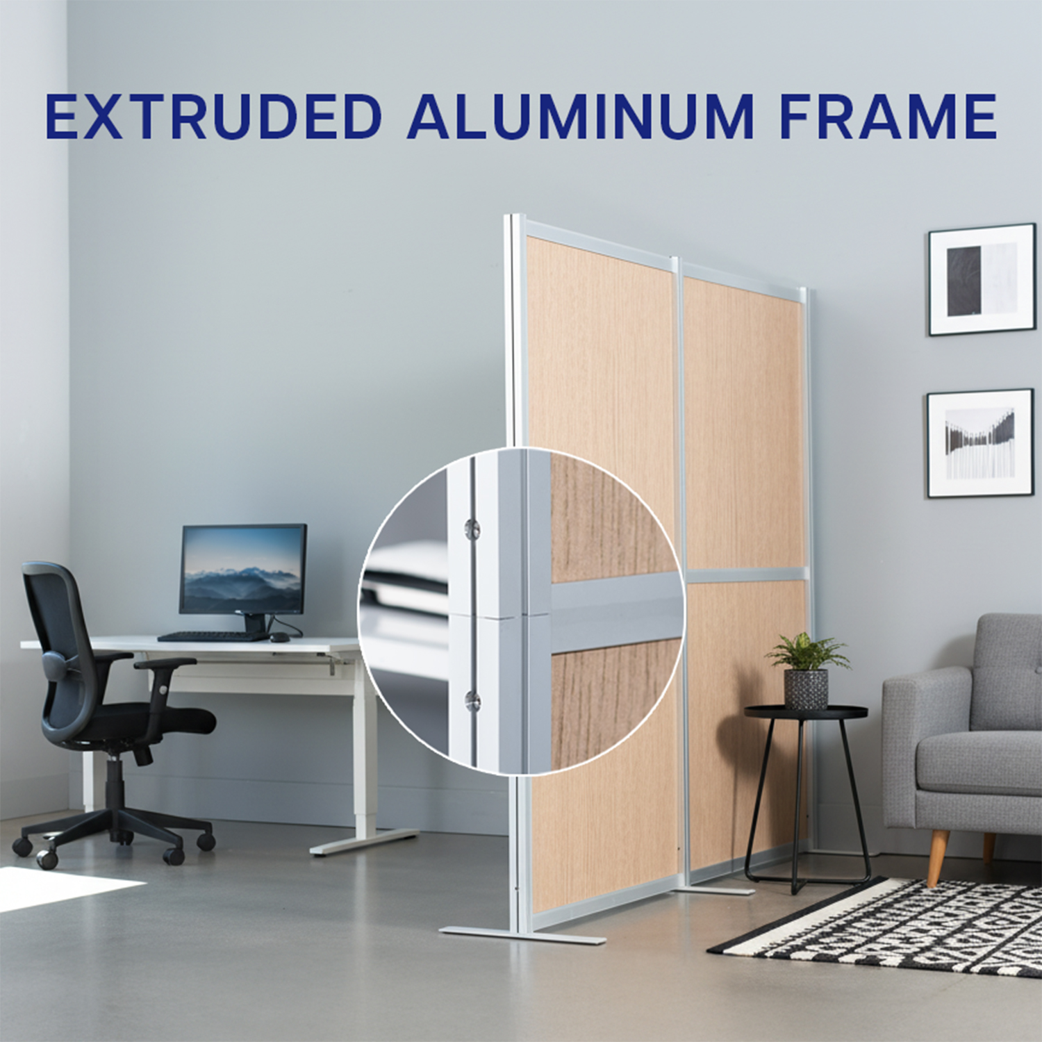 VIVO Modular Wall System, 2 Wood Grain PET Panels, Office Cubicle Dividers