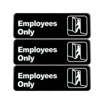 Excello Global Products Employees Only Wall Sign 9x3 Black/White 3Pk EGPHD0050S