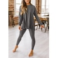 thumbnail image 4 of Set de salón PRETTYGARDEN para mujer, gris oscuro, con túnicas y leggings, 4 of 9