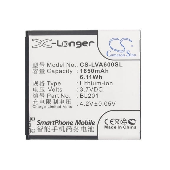1650mAh BL201 Battery for Lenovo A60 