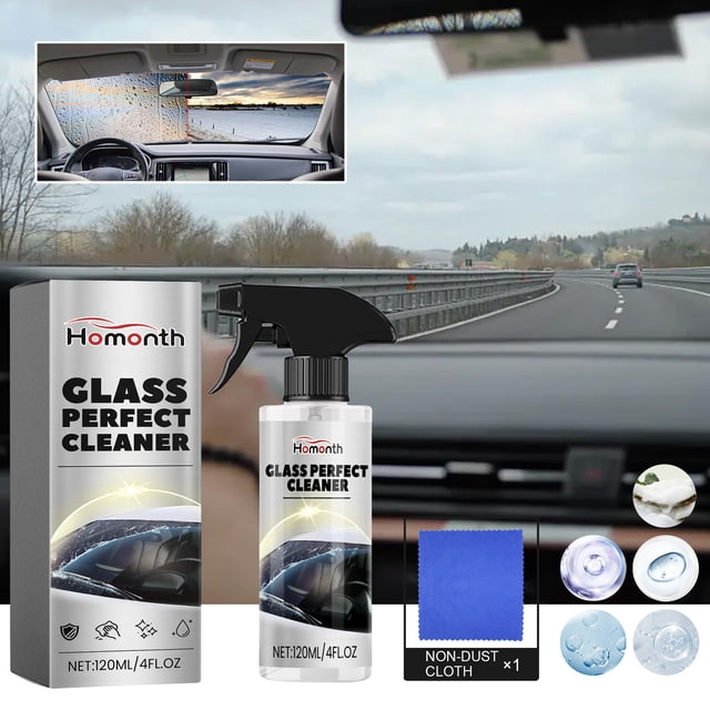 Streak-Free Glass Cleaner Spray for Car Windshield, Helmet, Glasses,Multi-Surface Dissolves Oil, Bird Droppings, Water Stains ,Eco-Friendly Formula, Long-Lasting Clarity (90 Days) ,120ml multicolor